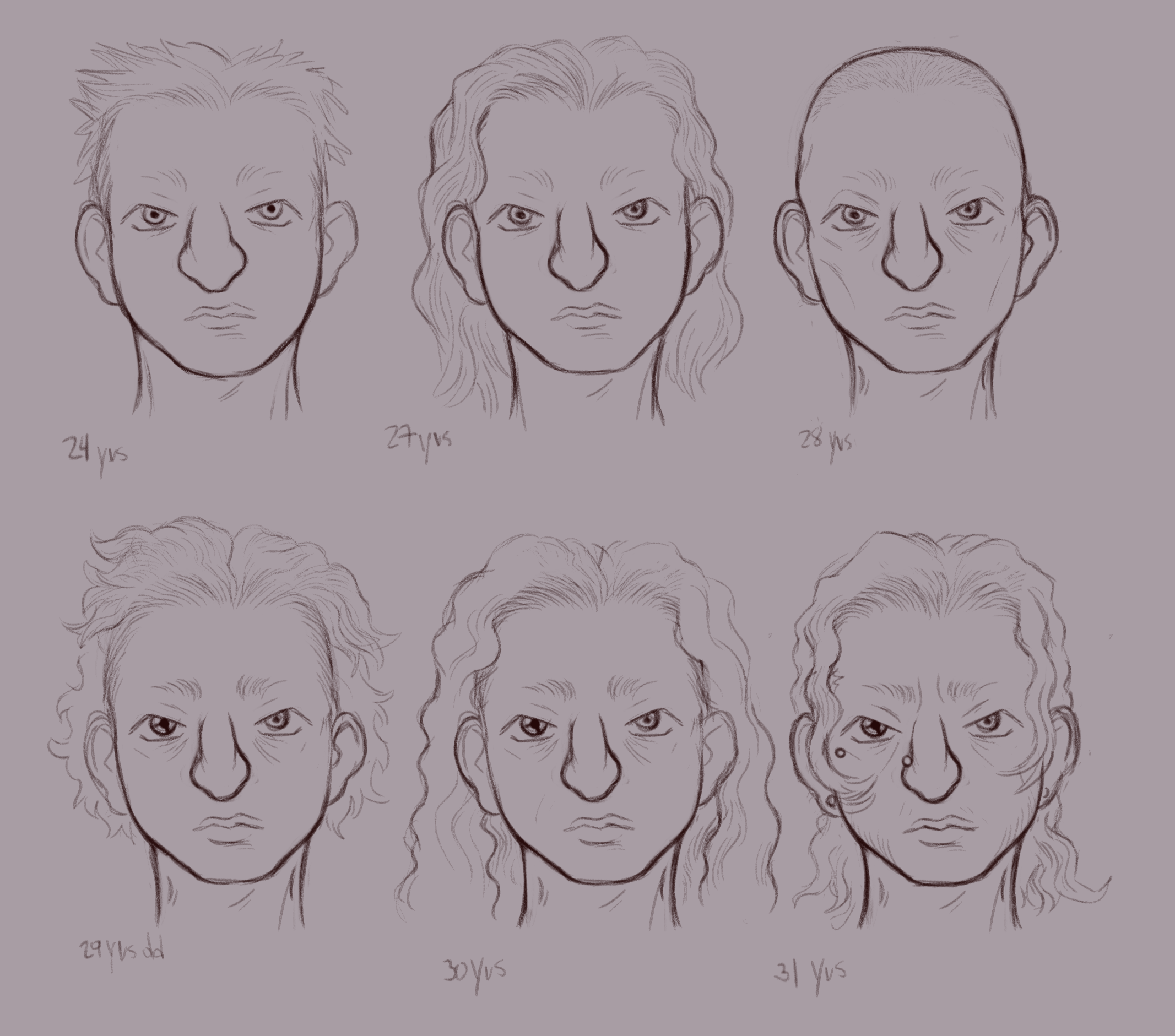 drawings of taq face through time